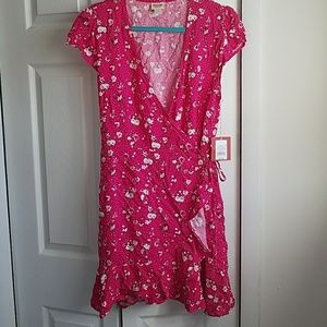 Pink floral wrap dress